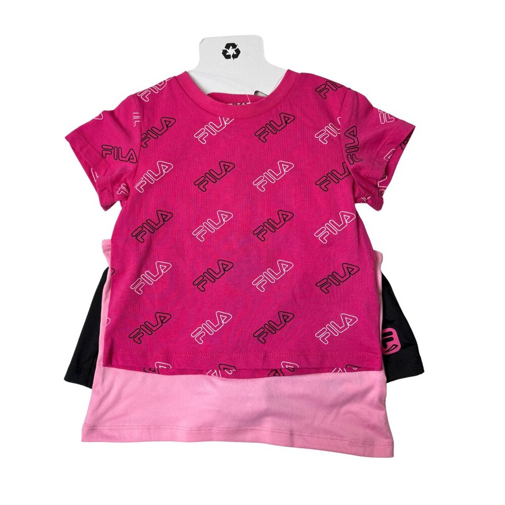 Fila Girls’ 3-Piece Summer Set – Pink & Black